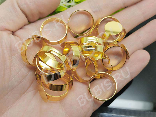 Основа (заготовка) для кольца 119 17мм с платформой 12мм золотистая (Brass)