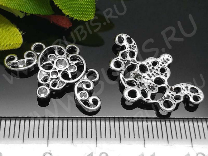 273 Коннектор ажурный 24*16*2,5мм античное серебро (литьё)