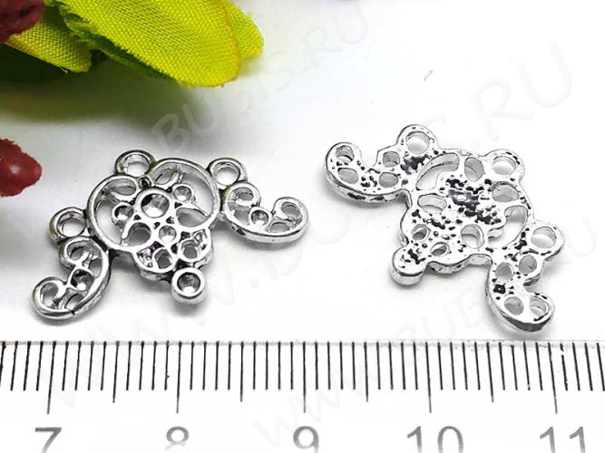 273 Коннектор ажурный 24*16*2,5мм античное серебро (литьё)