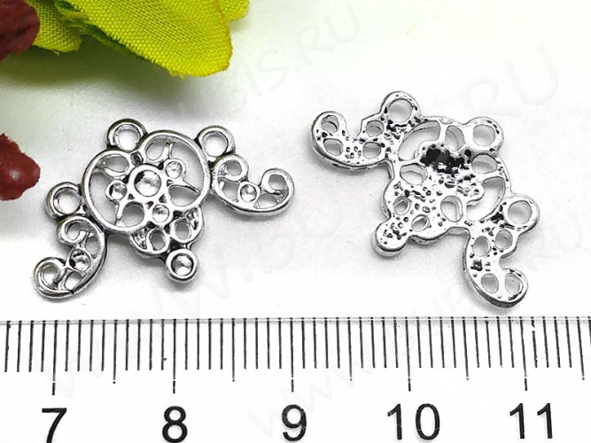273 Коннектор ажурный 24*16*2,5мм античное серебро (литьё)
