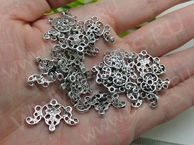273 Коннектор ажурный 24*16*2,5мм античное серебро (литьё)