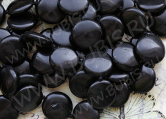 Бусина каменная Круг 06 15,5*15,5*6мм Агат чёрный пресс. (камни)