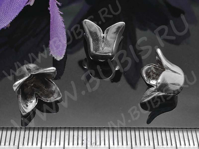 (СКИДКИ!!!) 232 Шапочка Колокольчик 13,5*13,5*8,5мм античное серебро (литьё) (10шт)