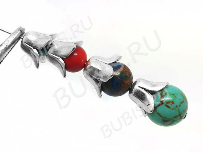 (СКИДКИ!!!) 232 Шапочка Колокольчик 13,5*13,5*8,5мм античное серебро (литьё) (10шт)