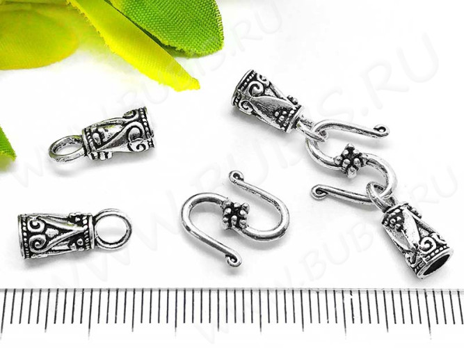 164 Тоггл-крючок S-образный с концевиками 36*12,5*5,5мм античное серебро (литьё)