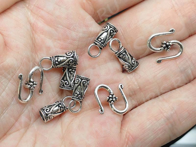 164 Тоггл-крючок S-образный с концевиками 36*12,5*5,5мм античное серебро (литьё)