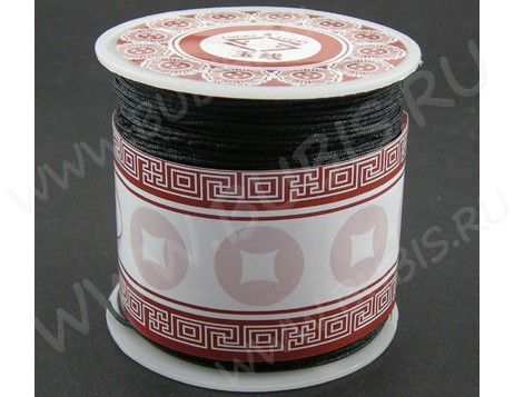 (СКИДКИ!!!) Нейлоновый шнур 03 Шамбала круглый 1мм чёрный (катушка 35м)