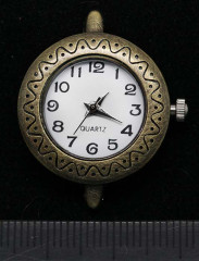 Заготовка для часов 111 с узором 30,5*25,5*7,4мм античная бронза+белый (часы)