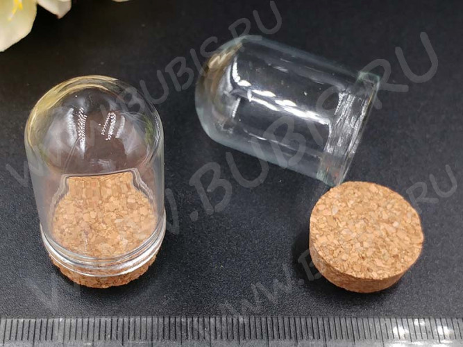 Бутылочка 74 колба с пробкой 38*22*22мм прозрачная (стекло)