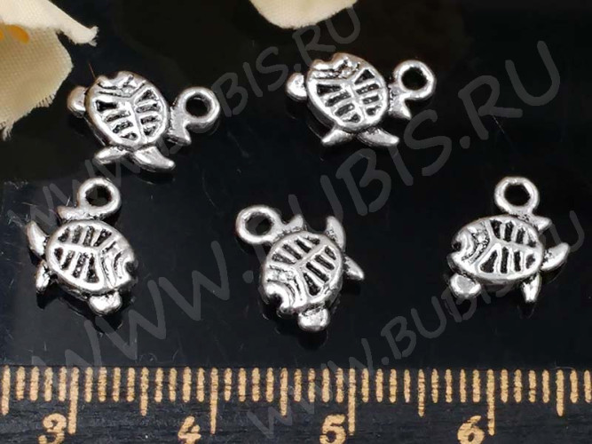(ОПТ) Подвеска Рыбка 13 3D маленькая 10,5*9*2,5мм античное серебро (литьё) (100шт.)