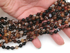 (ОПТ) Бусина округлая ГЛАДКАЯ 6мм Агат Мадагаскарский тёмно-коричневый (камни) (НИТЬ)