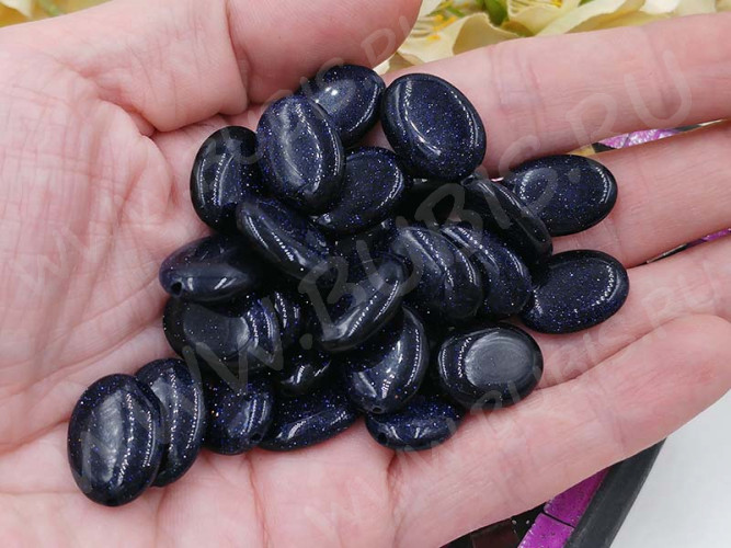 Бусина каменная Овал 16 18*13*5мм Авантюрин т.синий имит. (камни)