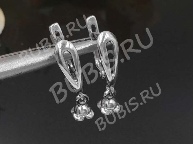 Швензы с английским замком №113 Полукапля с пустышкой 23,5*10*4,5мм цвет платины (Brass с родированием) (1 пара)