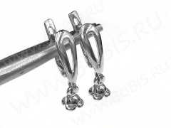 Швензы с английским замком №113 Полукапля с пустышкой 23,5*10*4,5мм цвет платины (Brass с родированием) (1 пара)
