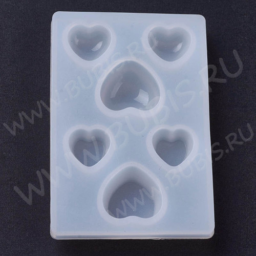 Молд 079 для эпоксидной смолы 64*42*9мм Сердечки (силикон)