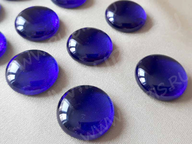 Кабошон Фьюзинг 213 Круглый 20мм Синий прозрачный