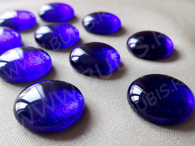 Кабошон Фьюзинг 213 Круглый 20мм Синий прозрачный