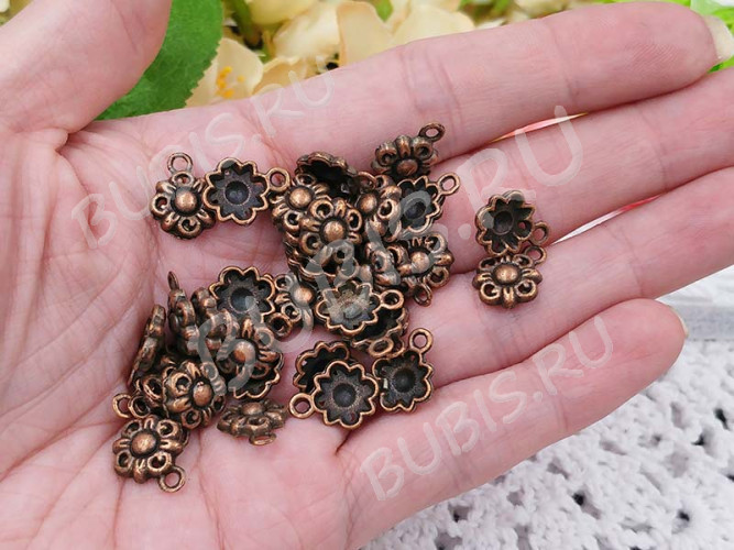 Подвеска Цветочек 08 8милистный 13,5*10,5*3мм античная медь (литьё)