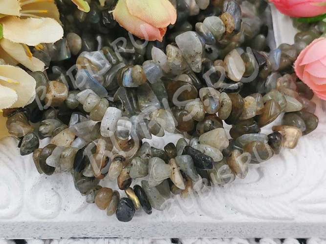 Крошка (галтовка) каменная 094 5-9мм Лабрадорит натуральный (камни) (нить 40-43см)