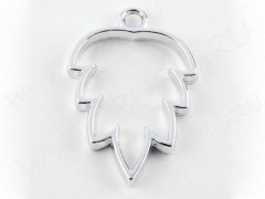 Подвеска Рамка 17 Листик 35*23,5*3,5мм цвет платины (литьё)