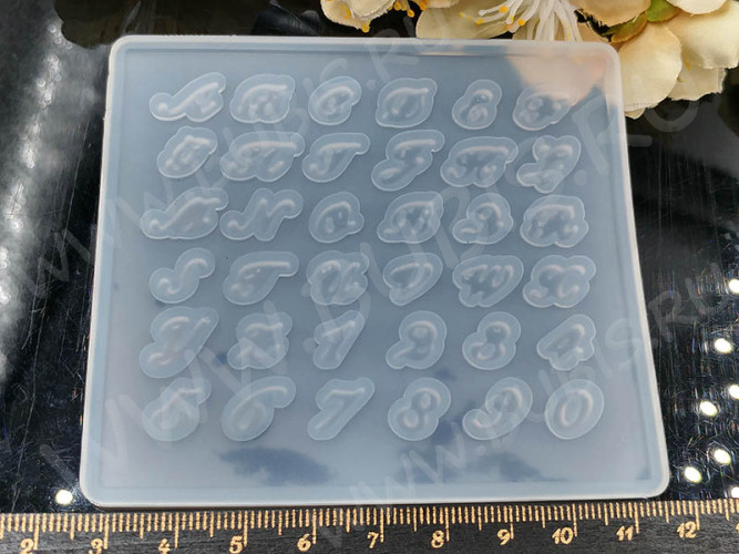 Молд 172 для эпоксидной смолы 9*8*3,8см Буквы и Цифры прописные (силикон)