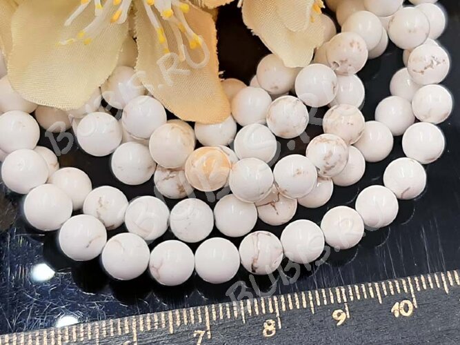 (ОПТ) Бусина округлая 6мм Говлит МОЛОЧНЫЙ натуральный (камни) (НИТЬ)