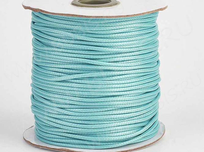 Вощёный полиэстеровый шнур "корейский" 2мм светло-голубо-бирюзовый (1м)