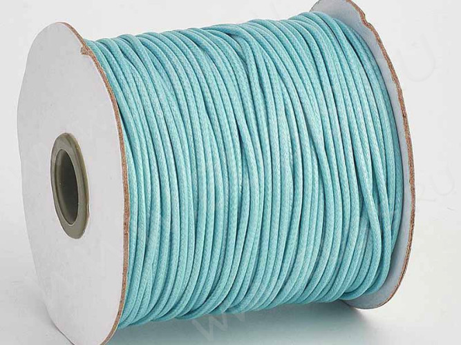 Вощёный полиэстеровый шнур "корейский" 2мм светло-голубо-бирюзовый (1м)