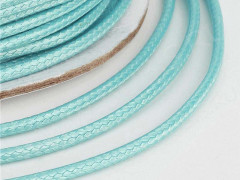 Вощёный полиэстеровый шнур &quot;корейский&quot; 2мм светло-голубо-бирюзовый (1м)