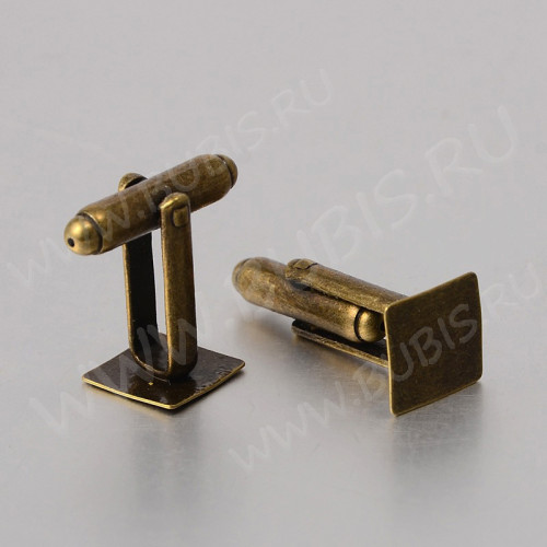 Основа (заготовка) для запонок 03 запонка с квадратной площадкой 10*10мм античная бронза (Brass) (1 пара)