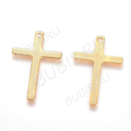 Подвеска Крестик 18 тонкий 25*16*1мм золотистый (Хирургическая сталь)