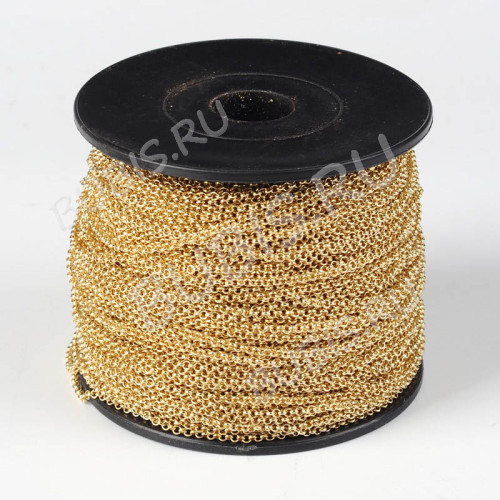 Цепочка I035 "Rolo" округлое звено 2*2мм светлое золото (Iron) (50см) 