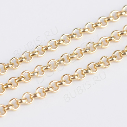 Цепочка I035 "Rolo" округлое звено 2*2мм светлое золото (Iron) (50см) 