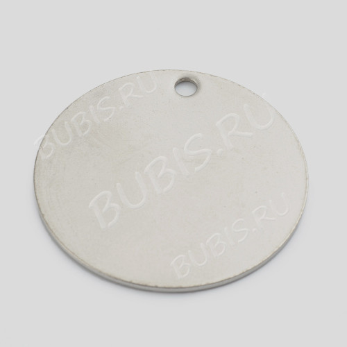 Подвеска Жетон 44 Круглая металлическая 35*1мм цвет платины (Хирургическая сталь)
