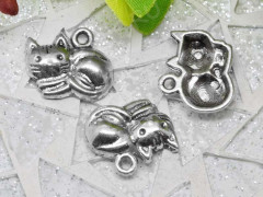 Подвеска Кошка 48 15*13*3мм античное серебро (литьё)