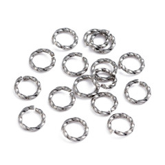 Кольцо декоративное 45 колечко витое разъёмное 8*1,2мм цвет платины (Хирургическая сталь)(10шт)