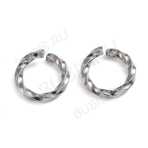Кольцо декоративное 45 колечко витое разъёмное 8*1,2мм цвет платины (Хирургическая сталь)(10шт)