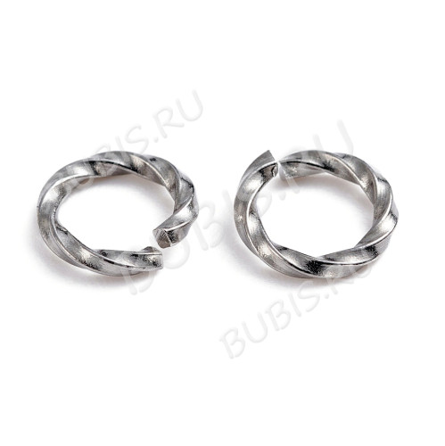 Кольцо декоративное 45 колечко витое разъёмное 8*1,2мм цвет платины (Хирургическая сталь)(10шт)