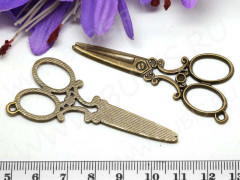 Подвеска Ножницы 11 огромные 63,5*26,5*1,5мм античная бронза (литьё)