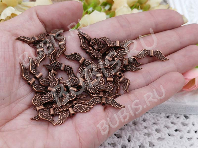 Бусина 189 Крылья 14 3D Ангела 23*7*3мм античная медь (литьё)