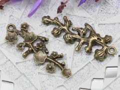 Подвеска Веточка 11 3D с цветочками 40,5*15,5*3,3мм античная бронза (литьё)