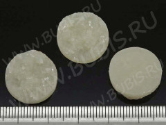 Кабошон декоративный 44 Круг имитация друзы агата с кристаллами 18*18*5мм айвори полупрозрачный (резин)