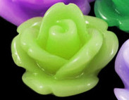 Кабошон декоративный 04 Розочка 11*10,5*6,5мм салатовая непрозрачная (резин)
