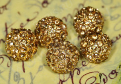 Бусина Шамбала 09 10мм золотистая (металл и стекло)