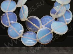 Бусина каменная Круг 27 14*14*4,5мм Лунный камень синт. (Опалит) (камни)