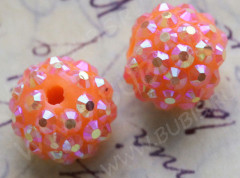 Бусина Шамбала 10 12мм рыжая с АВ непрозрачная (резин и акрил)