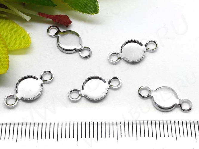 274 Коннектор-сеттинг Круг (сеттинг 6мм) 15*7*1,7мм цвет платины (Brass)