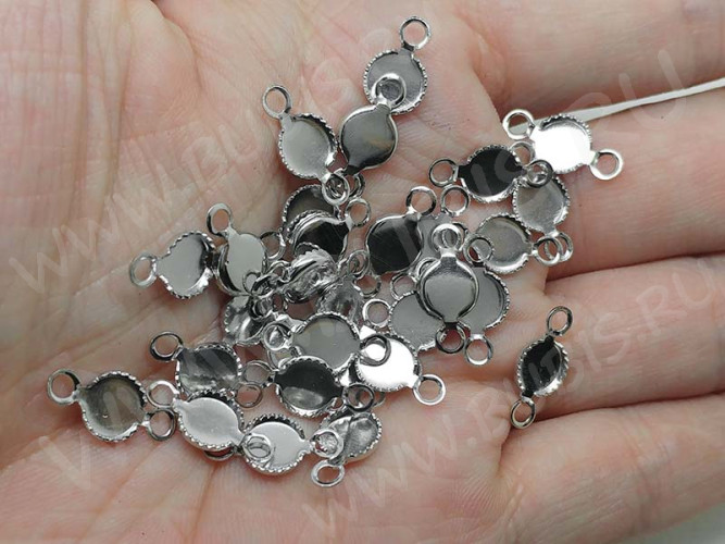 274 Коннектор-сеттинг Круг (сеттинг 6мм) 15*7*1,7мм цвет платины (Brass)