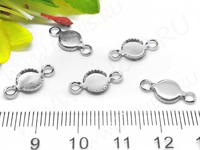 274 Коннектор-сеттинг Круг (сеттинг 6мм) 15*7*1,7мм цвет платины (Brass)