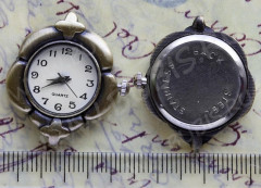 Заготовка для часов 071 32,5*24,5*7,4мм античная бронза+белый (часы)